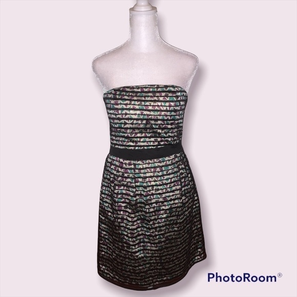 Akira Black Label Purple/Green/Black Strapless Corset Mini Dress NWT Sz M - Picture 1 of 9